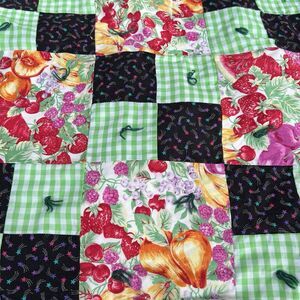 Patchwork Quilt Blanket Lap Throw 40 x 52 Crib Blanket Fruits Plaid Palaka Print